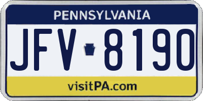 PA license plate JFV8190