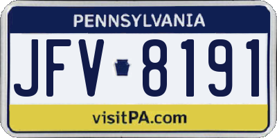 PA license plate JFV8191