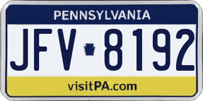 PA license plate JFV8192