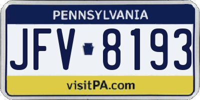 PA license plate JFV8193