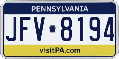 PA license plate JFV8194