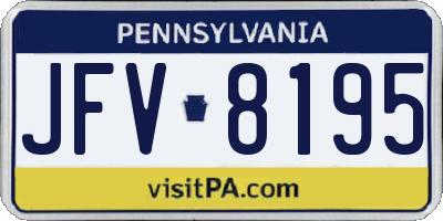 PA license plate JFV8195