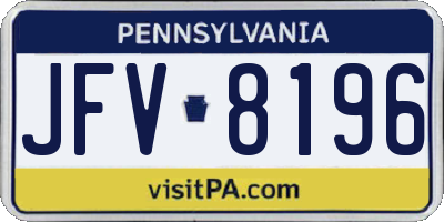 PA license plate JFV8196