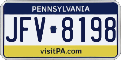 PA license plate JFV8198