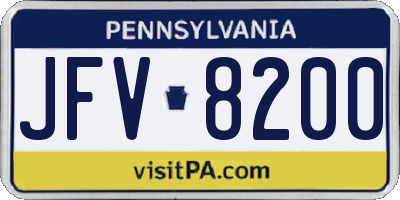 PA license plate JFV8200