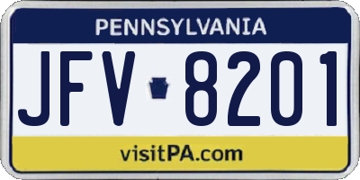 PA license plate JFV8201