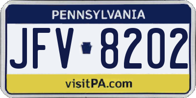 PA license plate JFV8202