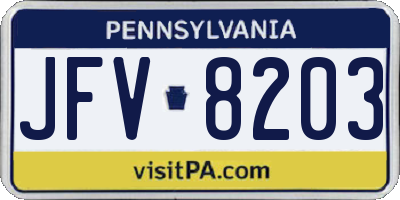 PA license plate JFV8203