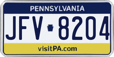 PA license plate JFV8204