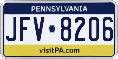 PA license plate JFV8206