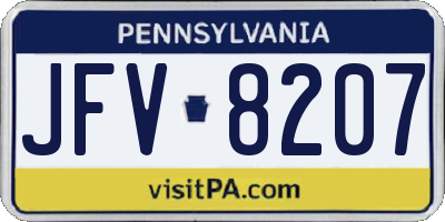 PA license plate JFV8207