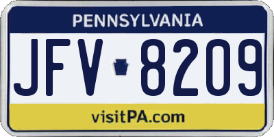 PA license plate JFV8209