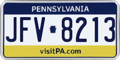 PA license plate JFV8213