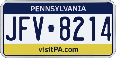 PA license plate JFV8214