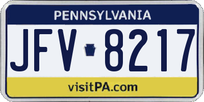 PA license plate JFV8217