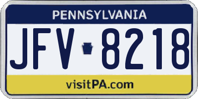 PA license plate JFV8218