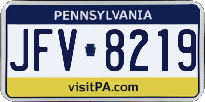 PA license plate JFV8219