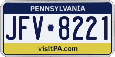 PA license plate JFV8221