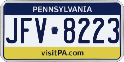 PA license plate JFV8223