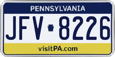 PA license plate JFV8226
