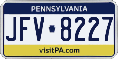 PA license plate JFV8227