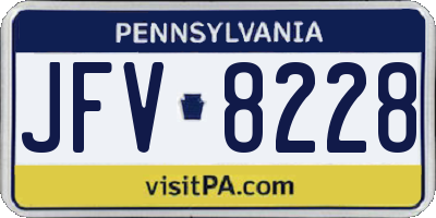 PA license plate JFV8228