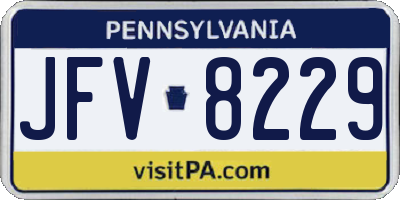 PA license plate JFV8229