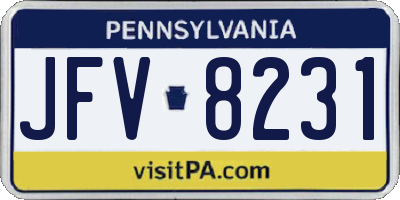 PA license plate JFV8231