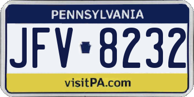 PA license plate JFV8232