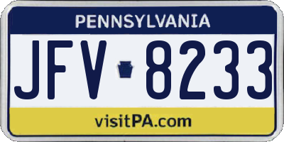 PA license plate JFV8233