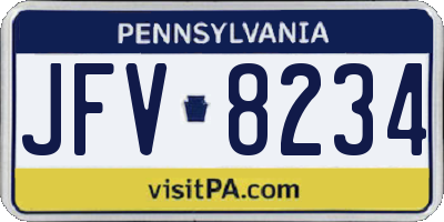 PA license plate JFV8234