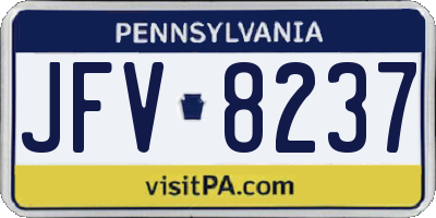 PA license plate JFV8237
