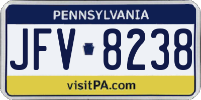 PA license plate JFV8238
