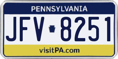 PA license plate JFV8251
