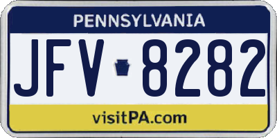 PA license plate JFV8282