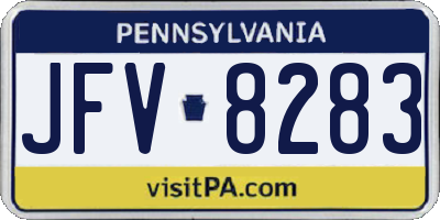 PA license plate JFV8283