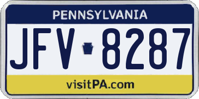 PA license plate JFV8287