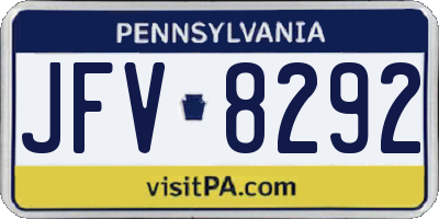 PA license plate JFV8292