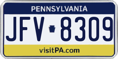 PA license plate JFV8309