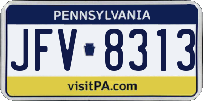 PA license plate JFV8313