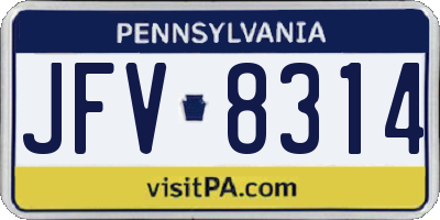 PA license plate JFV8314