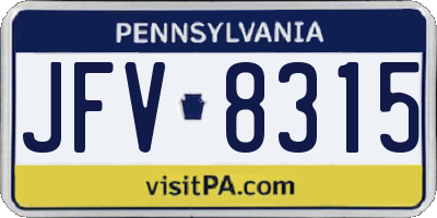 PA license plate JFV8315
