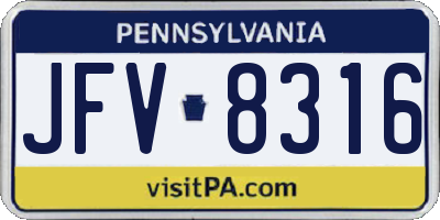 PA license plate JFV8316