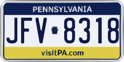 PA license plate JFV8318