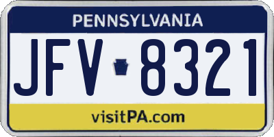 PA license plate JFV8321