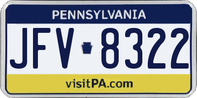 PA license plate JFV8322