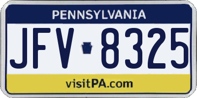 PA license plate JFV8325