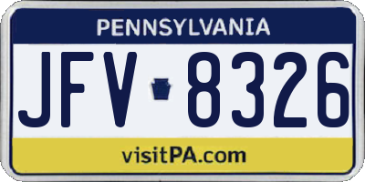 PA license plate JFV8326