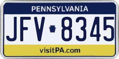 PA license plate JFV8345