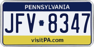 PA license plate JFV8347